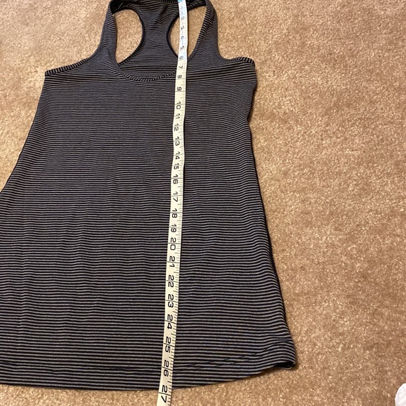 Lululemon Razorback Black and Dark Gray Striped Workout Tank w/ Bag - Picture 6 of 7
